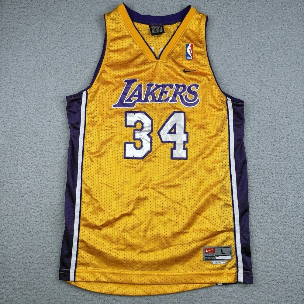 Vintage Nike Shaquille O'Neal LA Lakers Swingman Jersey Youth L Y2K NBA